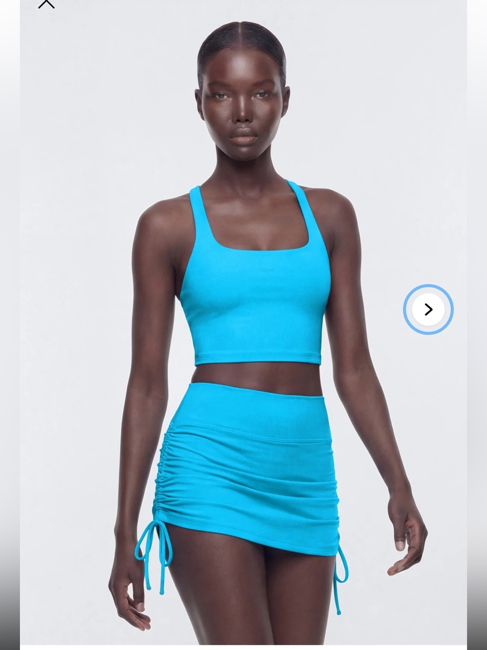 FashionNova Butter Soft Racer Back Halter Sports Top - Blue
